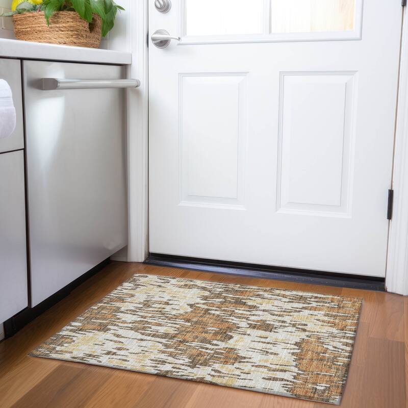 Premium Washable Super Soft Abstract Harmony Mayfield Rug - Copper - 1'8" x 2'6"