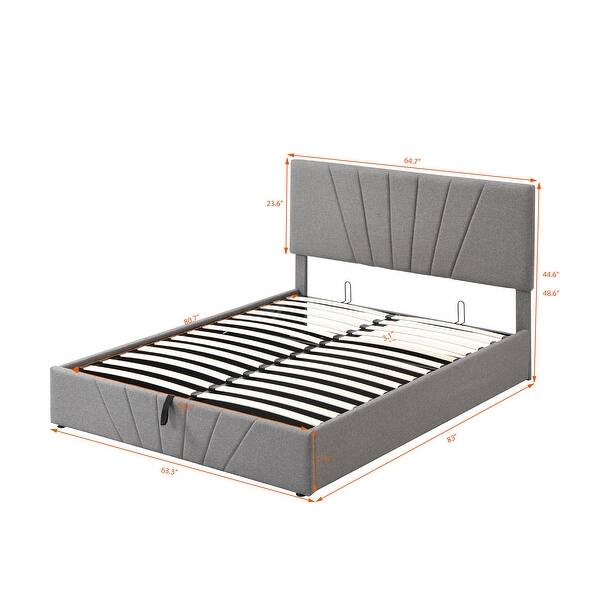 Queen Size Upholstered Platform Bed with Hydraulic Storage System - Bed ...