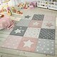 preview thumbnail 9 of 8, Kids Rug for Nursery Checkered with Stars in Pastel Colors
