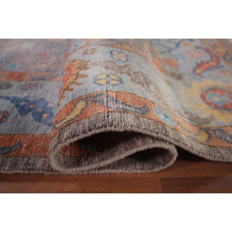 Gray Oushak Indian Area Rug Handmade Wool Carpet - 8'7"x 12'3"