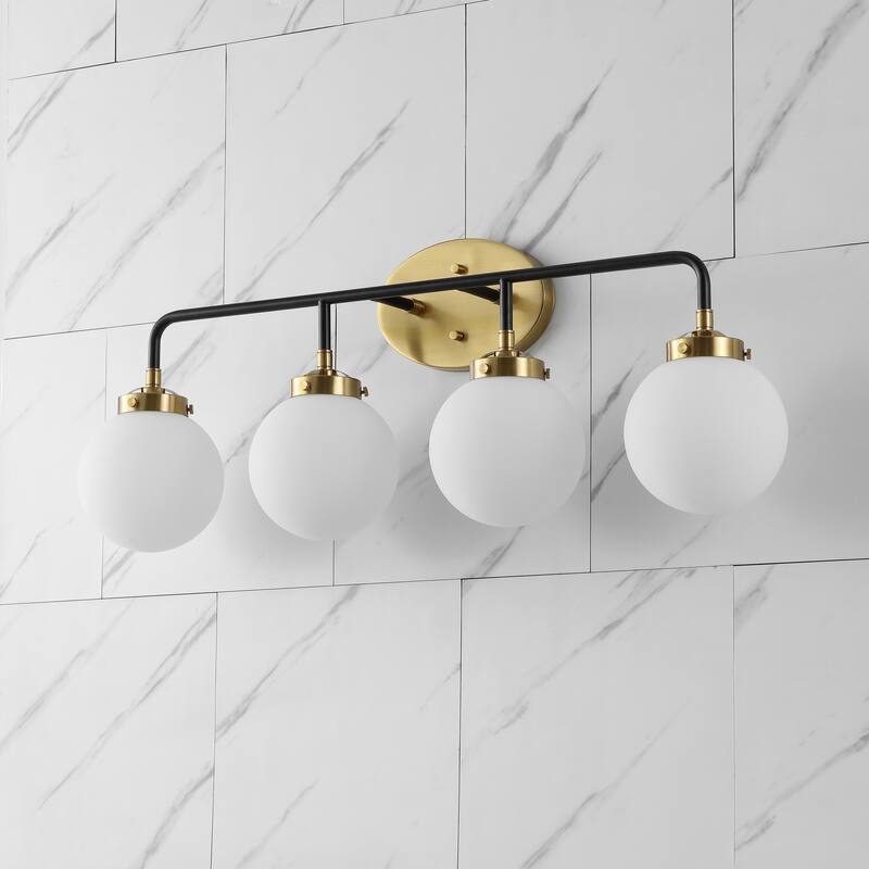 Bevin Contemporary Transitional Iron/Glass LED Vanity Light, by JONATHAN Y