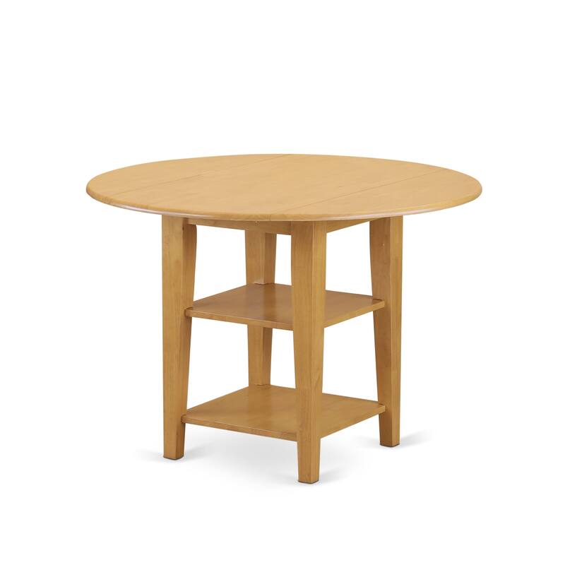 East West Furniture Kitchen Table Set- a Round Dining Room Table and Linen Fabric Chairs, (Pieces & Finish Options)