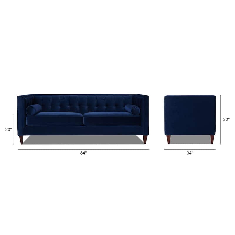 Jack 84" Mid-Century Modern Tuxedo Sofa with Bolster Pillows