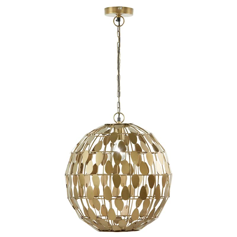 Lena River of Goods Gold Metal 16-Inch Pendant Light with Adjustable Hanging Cord - 16" x 16" x 18/77" - 16" x 16" x 18/77" - Gold