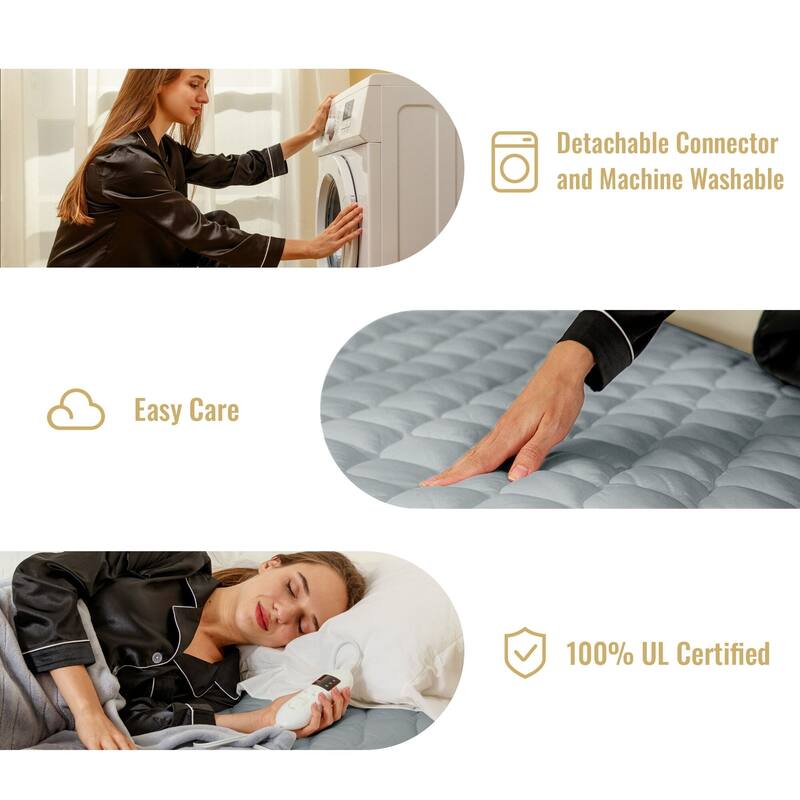 Temperature Regulating Quilted Electric Heated Mattress Pad