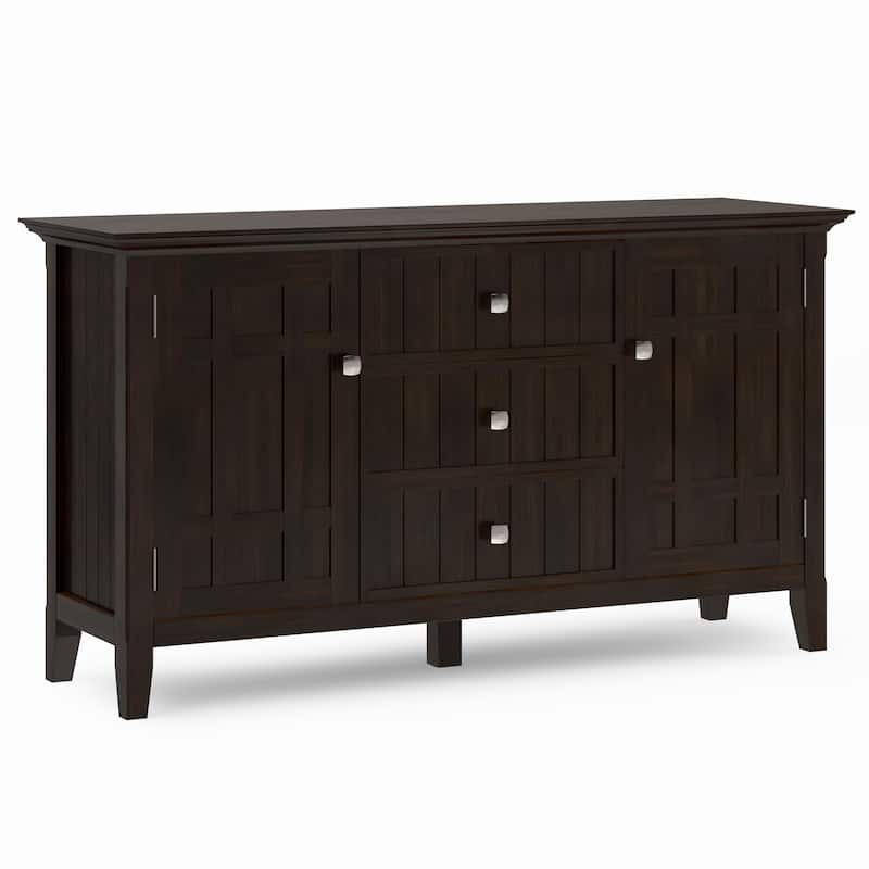 WYNDENHALL Freemont SOLID WOOD 54 inch Wide Transitional Sideboard Buffet in Dark Tobacco Brown - 17" D x 54" W x 30" H