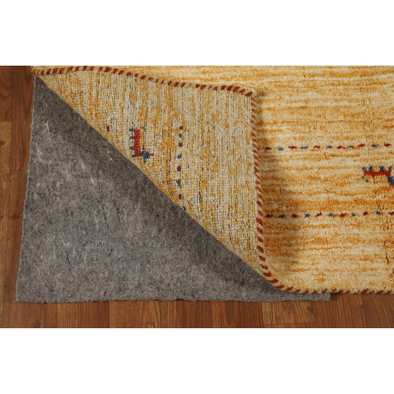 Yellow Tribal Gabbeh Indian Rug Hand-Knotted Wool Carpet - 4'0" x 5'9"