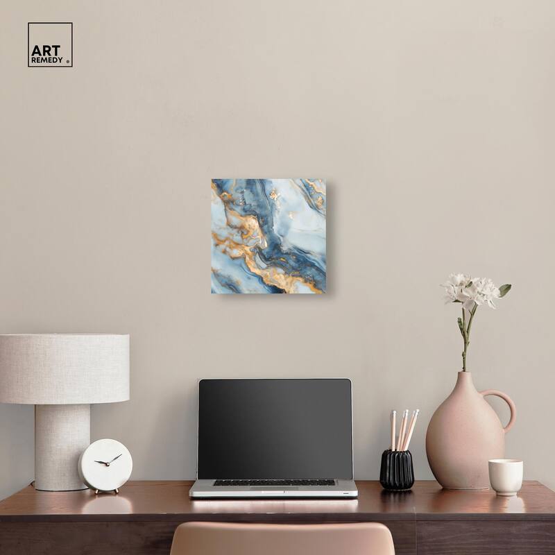 Golden Cloud Marble Canvas by Art Remedy, Gallery Wrapped
