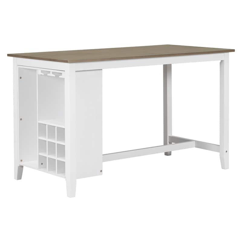 5-Piece Multi-Functional Rubber Wood Counter Height Dining Set