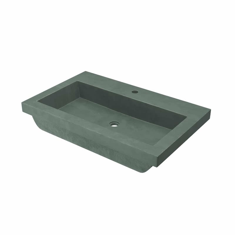30" NativeStone Trough Drop-in Rectangular Bathroom Sink - Forest - Single Faucet Hole