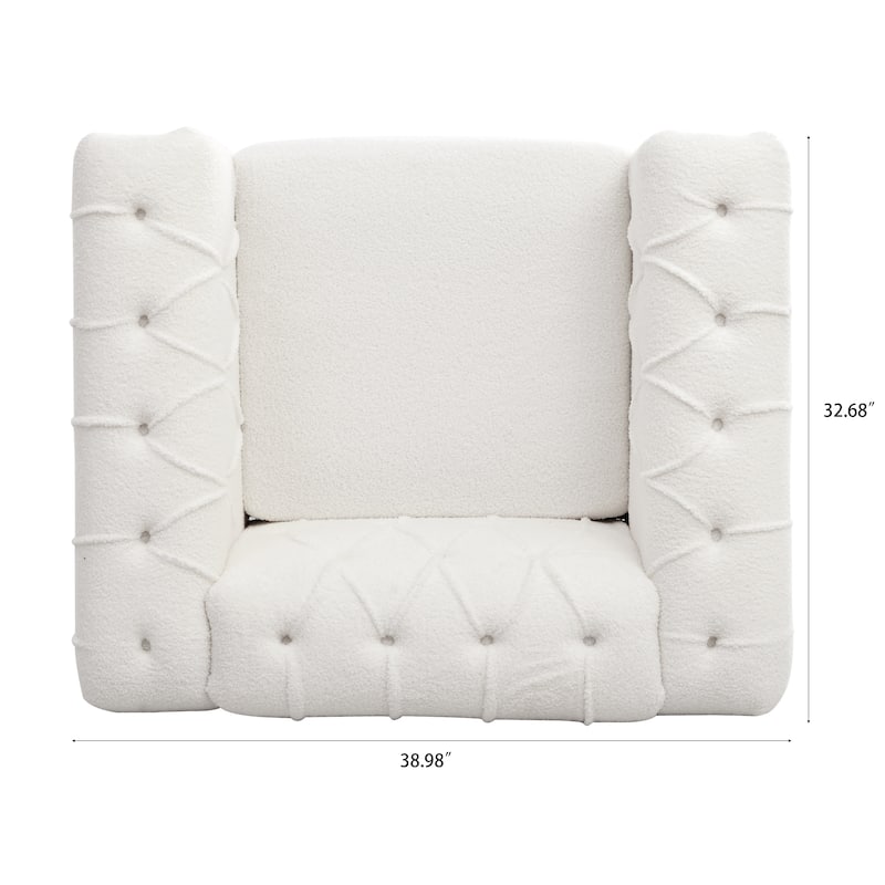 38.98" Buttons Tufted Accent Chair with Birch Legs