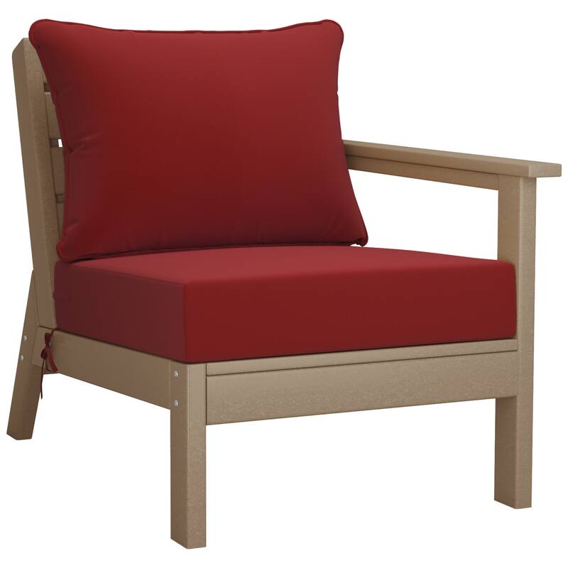 Birchwood All Weather HDPE Outdoor Patio Weathered Wood Deep Conversation Set (6-Piece Set)