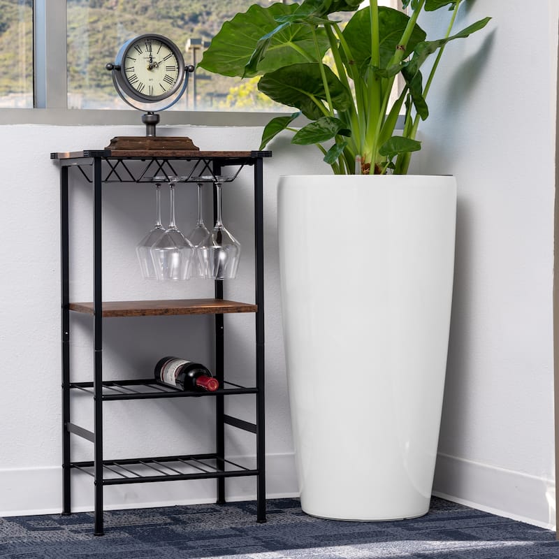 XBrand 29.5" H Plastic Self Watering Indoor Outdoor Tall Round Planter Pot, Decorative Gardening Pot, Home Décor Accent