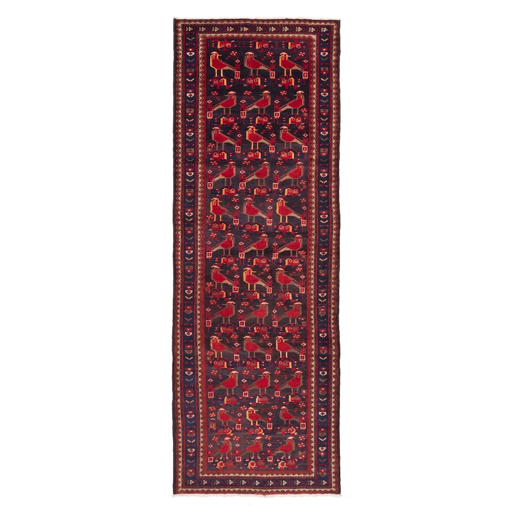 ECARPETGALLERY Hand-knotted Andelz Black, Red Wool Rug - 3'5 x 9'9