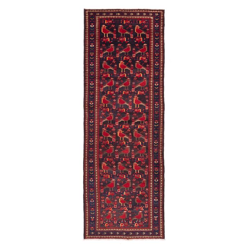 ECARPETGALLERY Hand-knotted Andelz Black, Red Wool Rug - 3'5 x 9'9