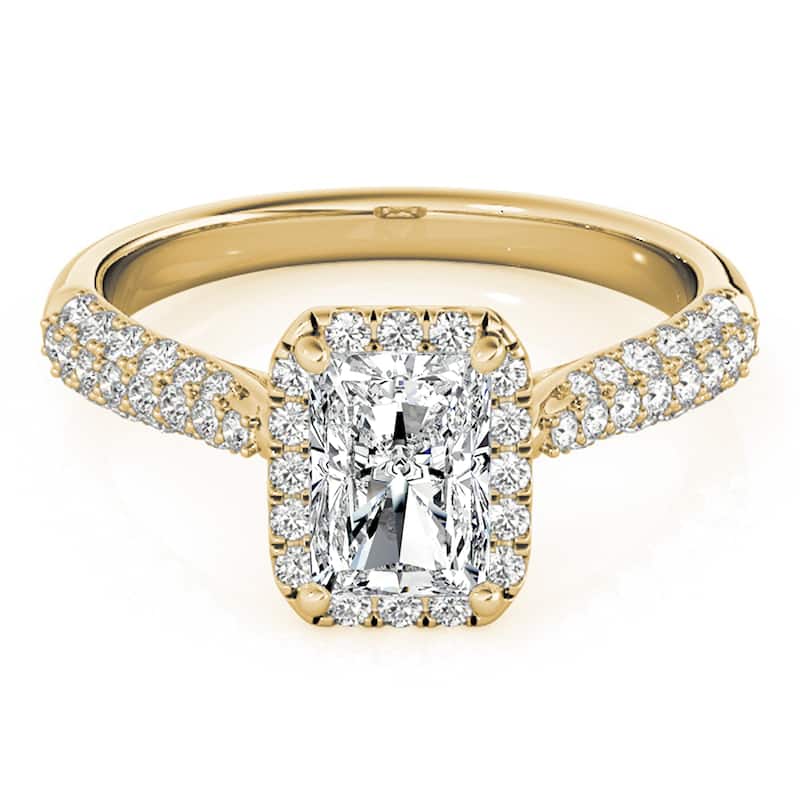 Auriya 14k Yellow Gold Lab Grown Emerald Diamond Halo Engagement Ring 0.50 to 5.00 ct. tw. (F-G VS)