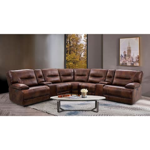 Furniture of America Middi Contemporary Brown Leather Sectional