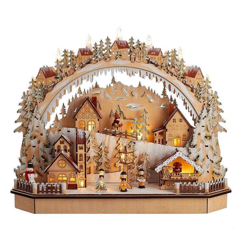 Kurt Adler 15-Inch Battery-Operated LED Village Tablepiece - 18"
