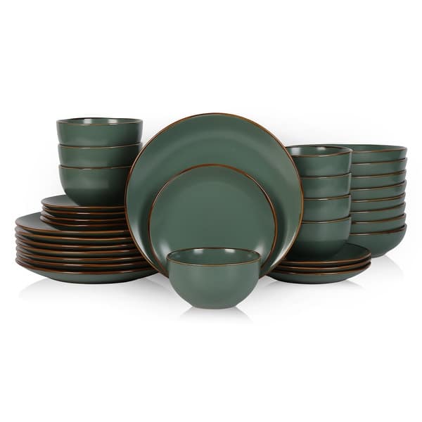 Stone Lain Brasa Stoneware Dinnerware Set - Green - 32 Piece