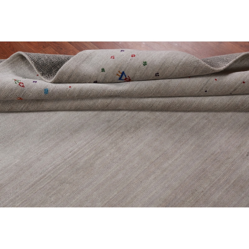 Gabbeh Indian Area Rug Handmade Beige Wool Carpet - 9'0" x 11'5"
