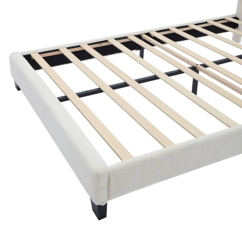 Upholstered bed with LED lights