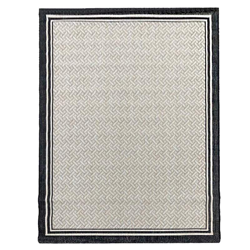 Gertmenian Paseo Soroa Classic Border Easy Care Flatweave Indoor/ Outdoor Area Rug - 7'10"x10' - Black/Sand