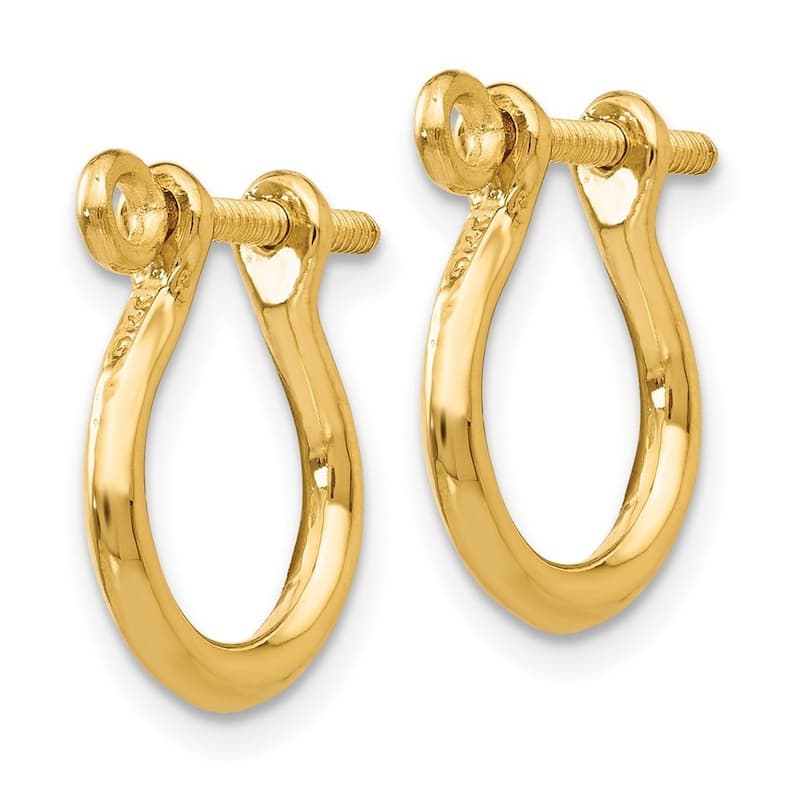 Curata 14k Yellow or White Gold Polished Shackle Link Screw-back Hoop Earrings 15x3mm