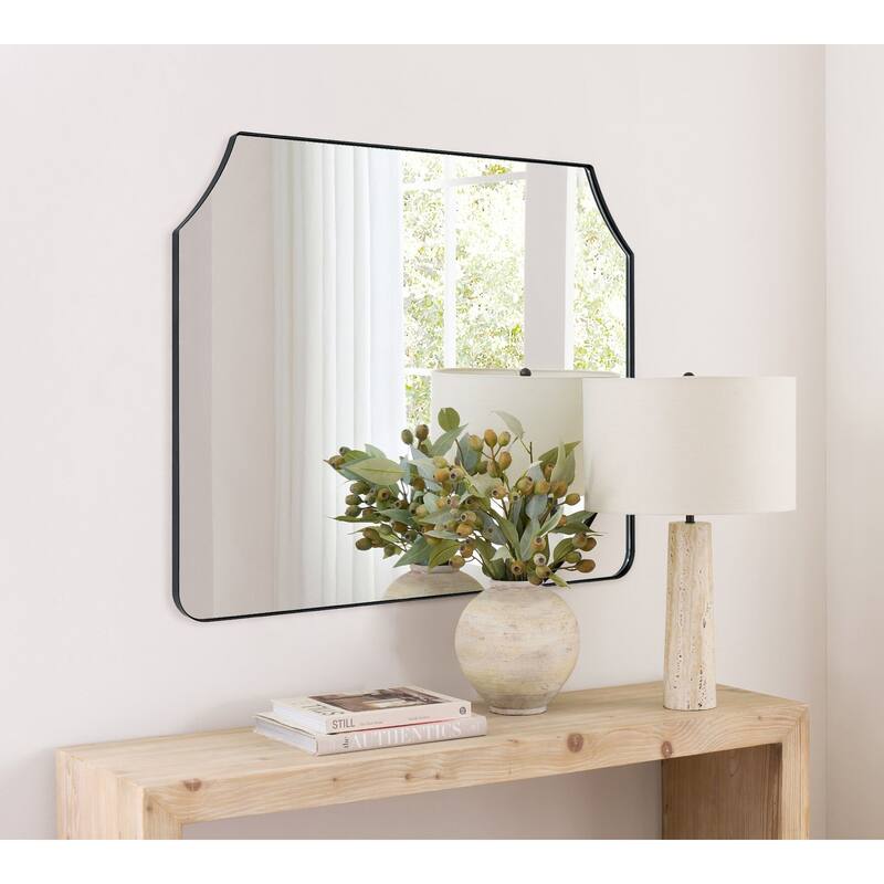 TEHOME Nana Arched Metal Framed Fireplace Mirror for Bathroom or Living Room - 32" x 40"