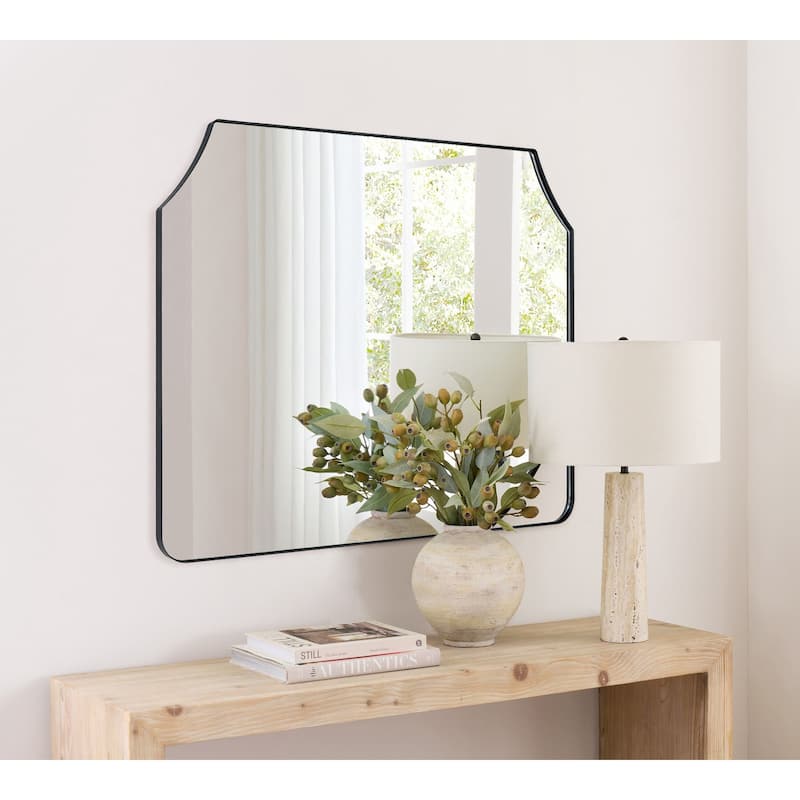 TEHOME Nana Arched Metal Framed Fireplace Mirror for Bathroom or Living Room - 32" x 40"