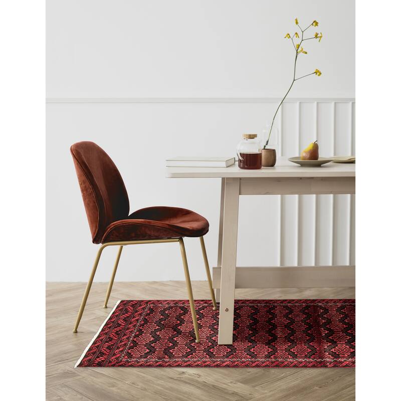 ECARPETGALLERY Hand-knotted Baluch Dark Brown Wool Rug - 2'1 x 6'3