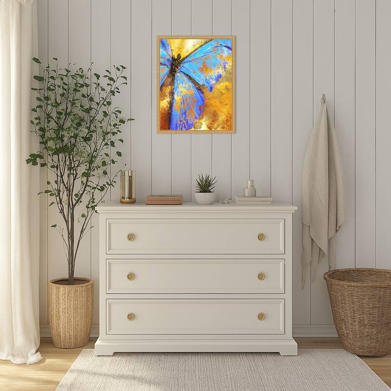 Blue Butterfly by Sannel Larson Framed Canvas Wall Art Print