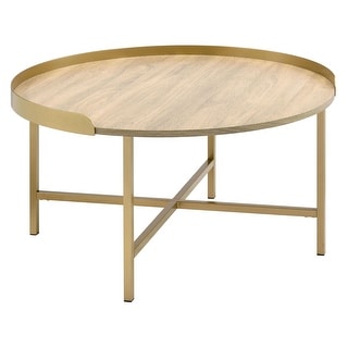 Vincenzo Oak and Gold Coffee Table with Tray Top - Bed Bath & Beyond ...
