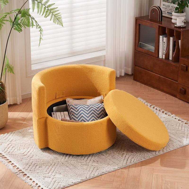 Modern Swivel Storage Chair With Back Cushion For Living Room