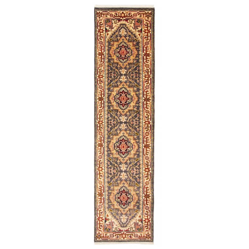 ECARPETGALLERY Hand-knotted Serapi Heritage Purple Wool Rug - 2'5 x 9'7 - Purple - 2'5 x 9'7