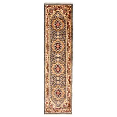 ECARPETGALLERY Hand-knotted Serapi Heritage Purple Wool Rug - 2'5 x 9'7