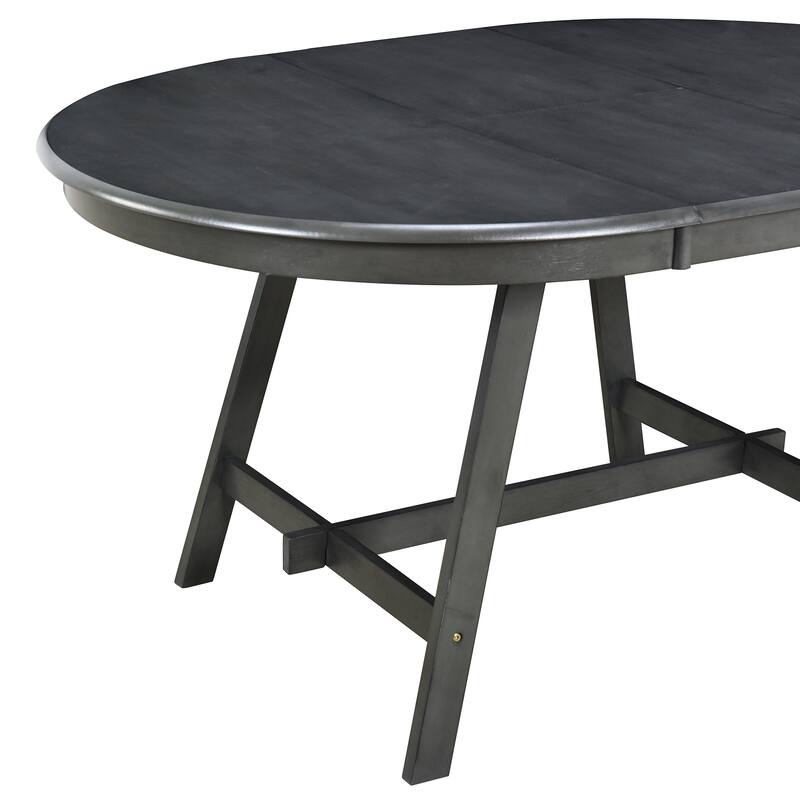 Wood Dining Table Extends From 41.4 " to 56.6", Round Dining Table with Hidden Flip Leaves, Kitchen Table with Rubber Wood Legs
