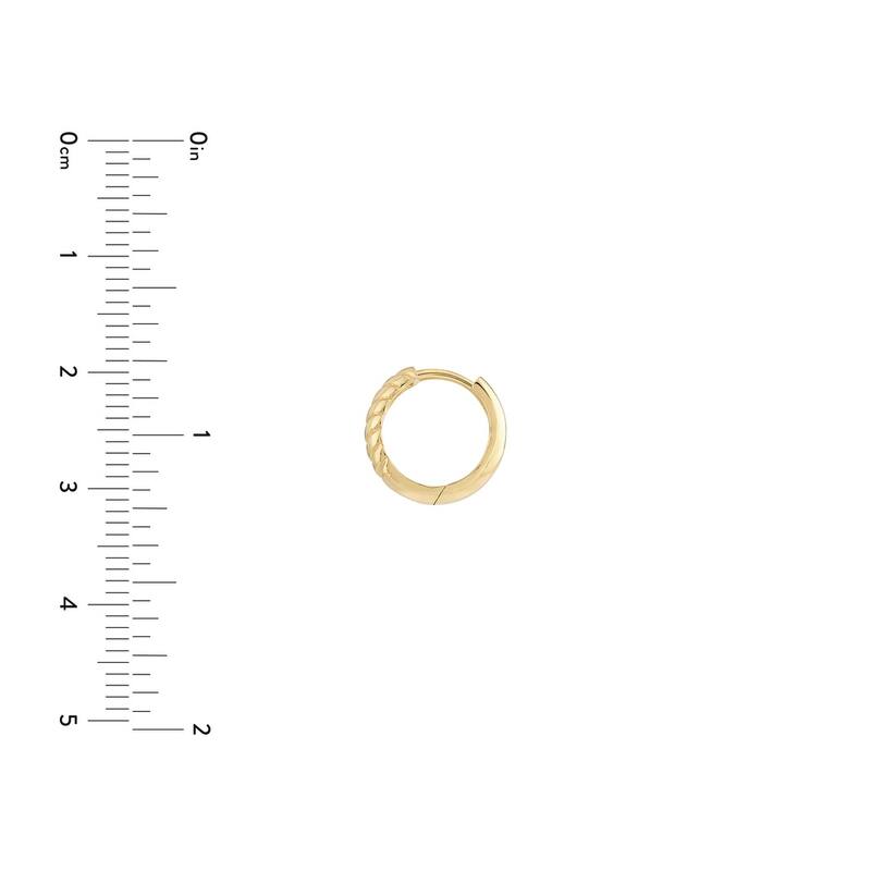 Curata 14k Yellow Gold 4x13mm Chevron Twisted Hinged Hoop Earrings