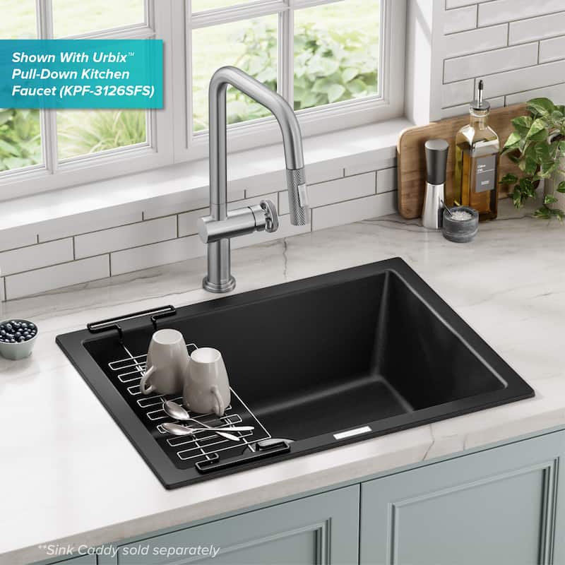 KRAUS Granite 24 inch 1-Bowl Undermount Drop-in Kitchen Sink