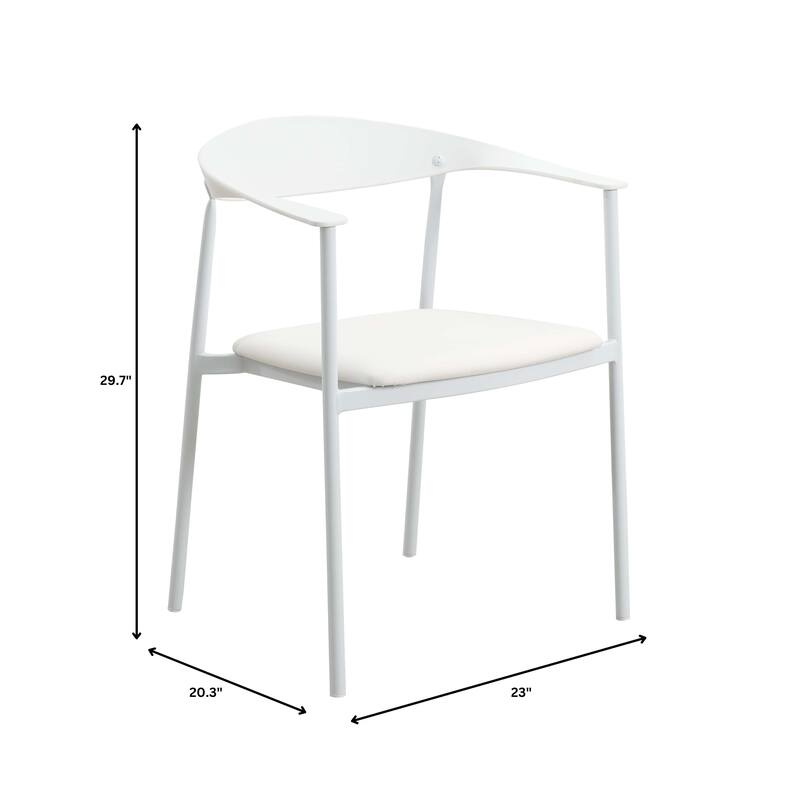Kora Upholstered Faux Leather Dining Arm Chair with Powder Coated Steel Legs by LeisureMod