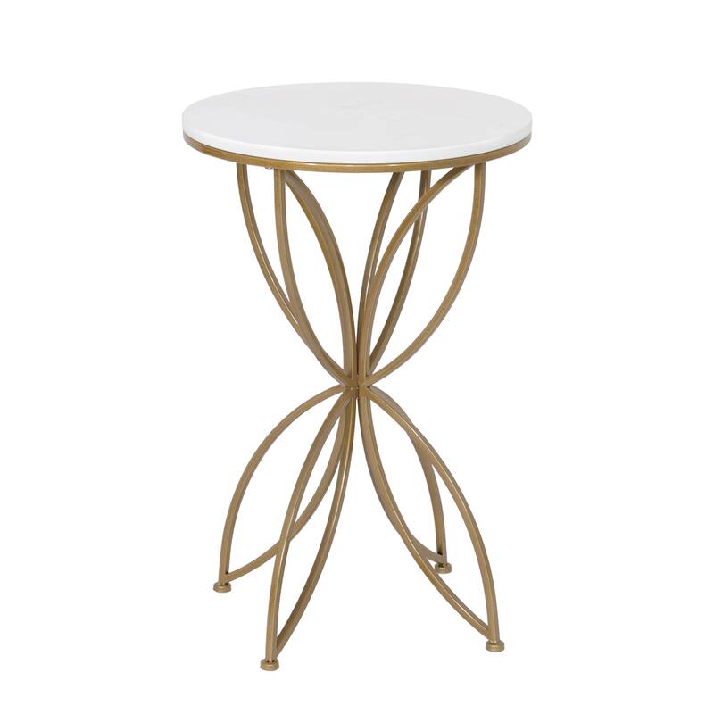 Maypex White Quartz Stone Accent Table