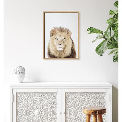 Kate and Laurel Sylvie Lion Thinking Portrait Framed Canvas by Amy Peterson Art Studio