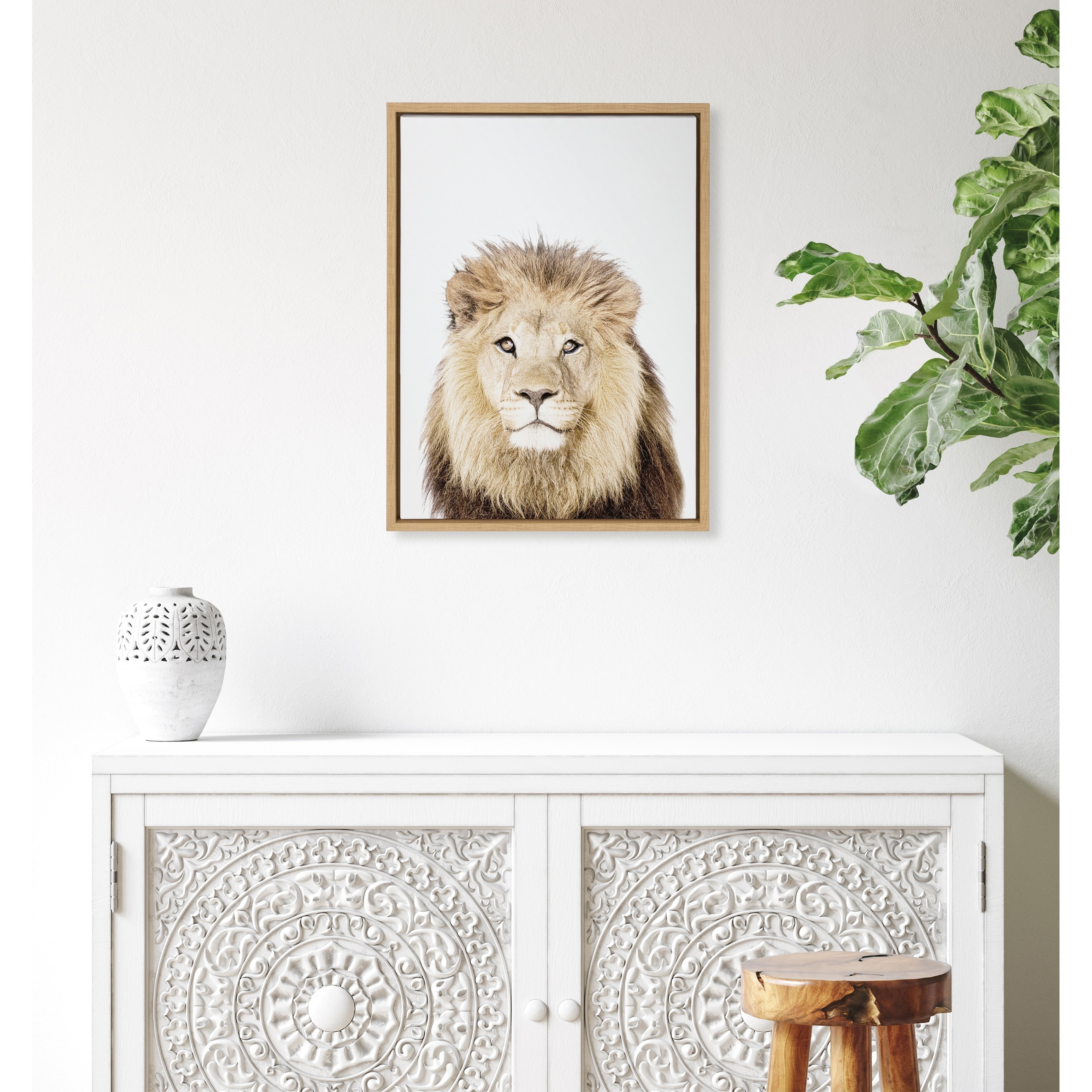 Kate and Laurel Sylvie Lion Thinking Portrait Framed Canvas by Amy Peterson Art Studio