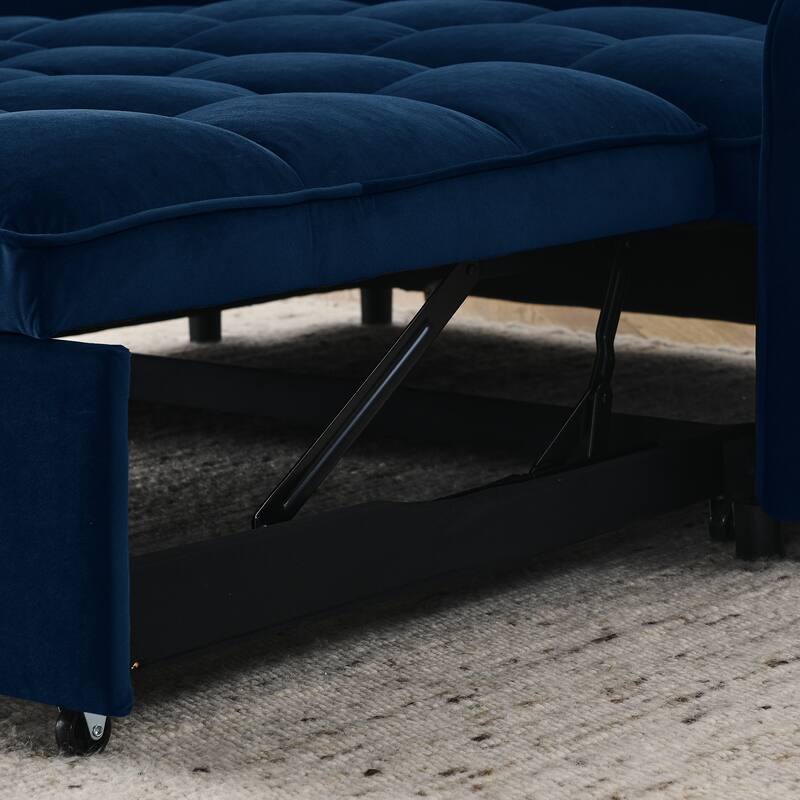 Roomfitters Velvet Loveseat Sofa Bed with Pull-Out Bed, Adjustable Back, USB & Type-C Charging, Arm Pockets