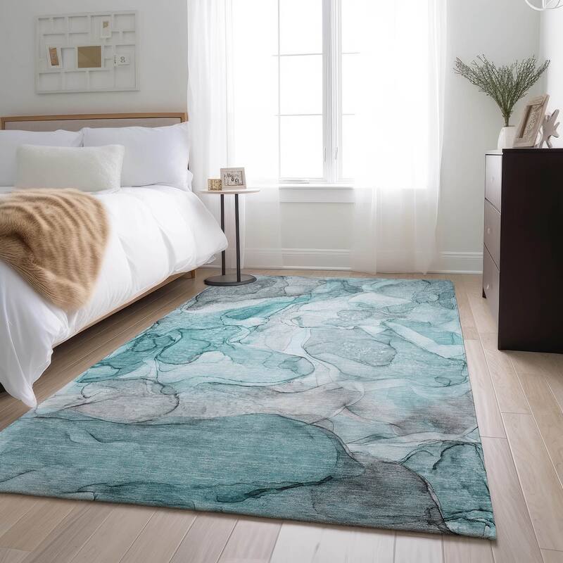 Premium Washable Super Soft Abstract Contemporary Mayfield Rug - Teal - 5' x 7' 6" - Rectangle