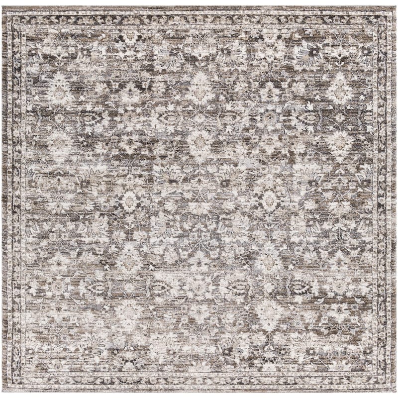 Brent Updated Persian Plush Area Rug - 7'10" x 7'10" Square - Brown/Grey