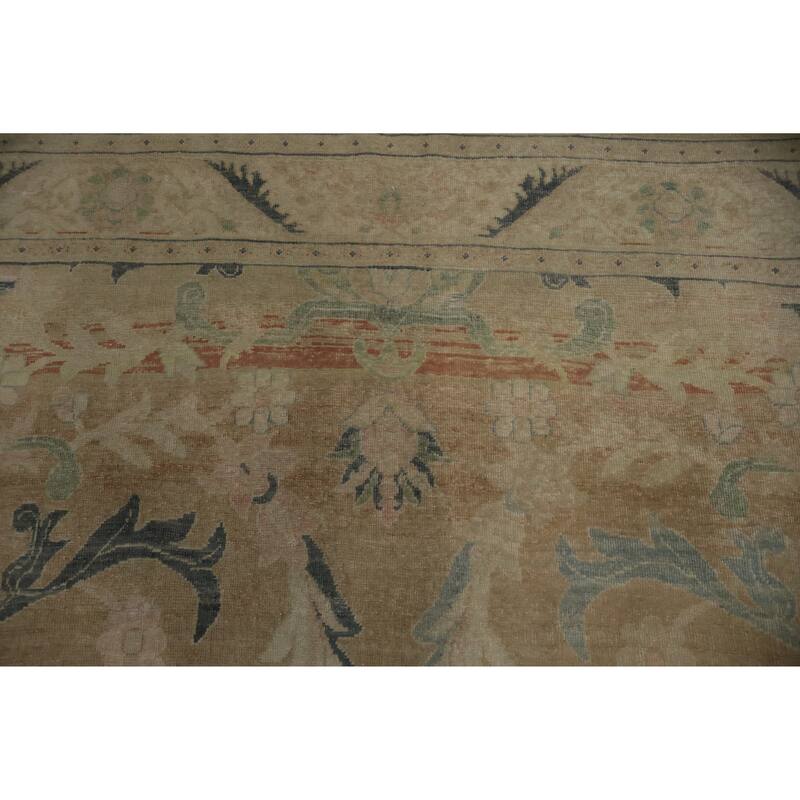 Hand Knotted Oriental 100% Wool Carpet Traditional Floral Brown Ziegler Area Rug - 9' 9'' X 6' 4''