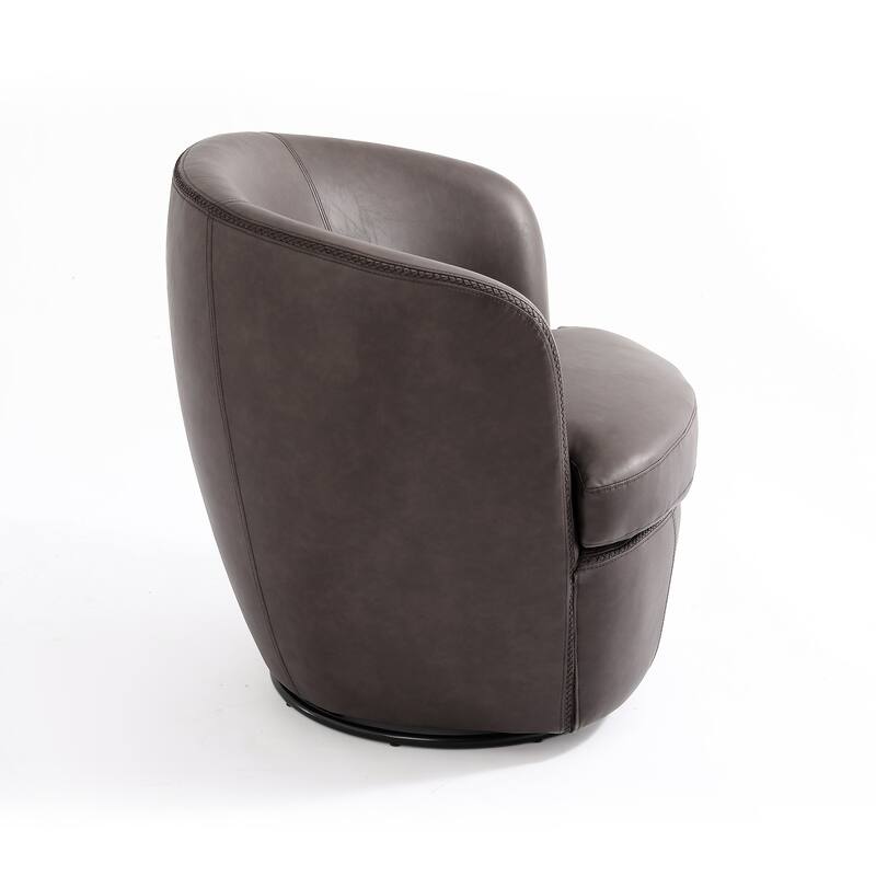 Modern Upholstery Barrel Swivel Chair Faux Leather