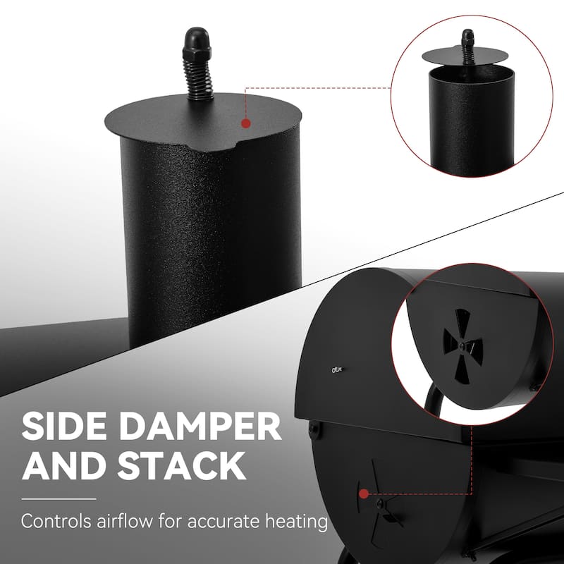 Royal Gourmet CC1624 Barrel Charcoal Grill with Side & Front Shelves