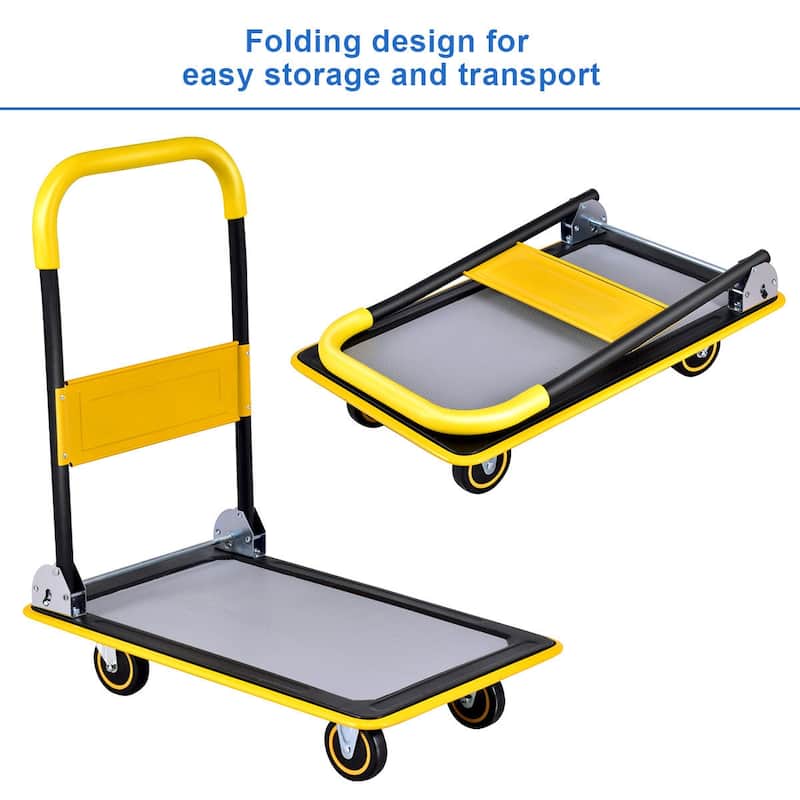 Costway 330lbs Folding Platform Cart Dolly Push Hand Truck Moving