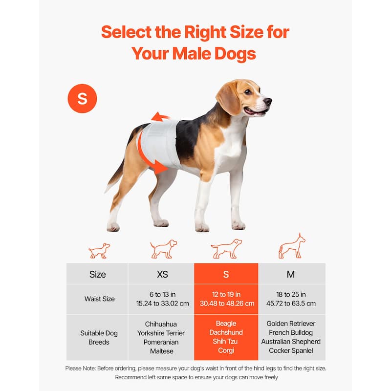 UIMOSO Disposable Male Dog Diapers, Super Absorbent Male Dog Wraps, 360 ° Leak-Proof Belly Bands with Wetness Indicator